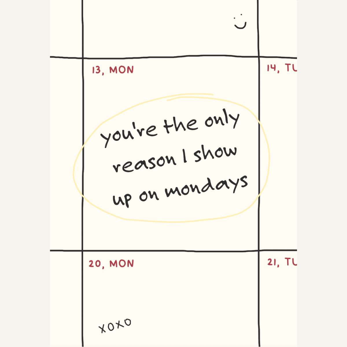 Show Up On Mondays Card