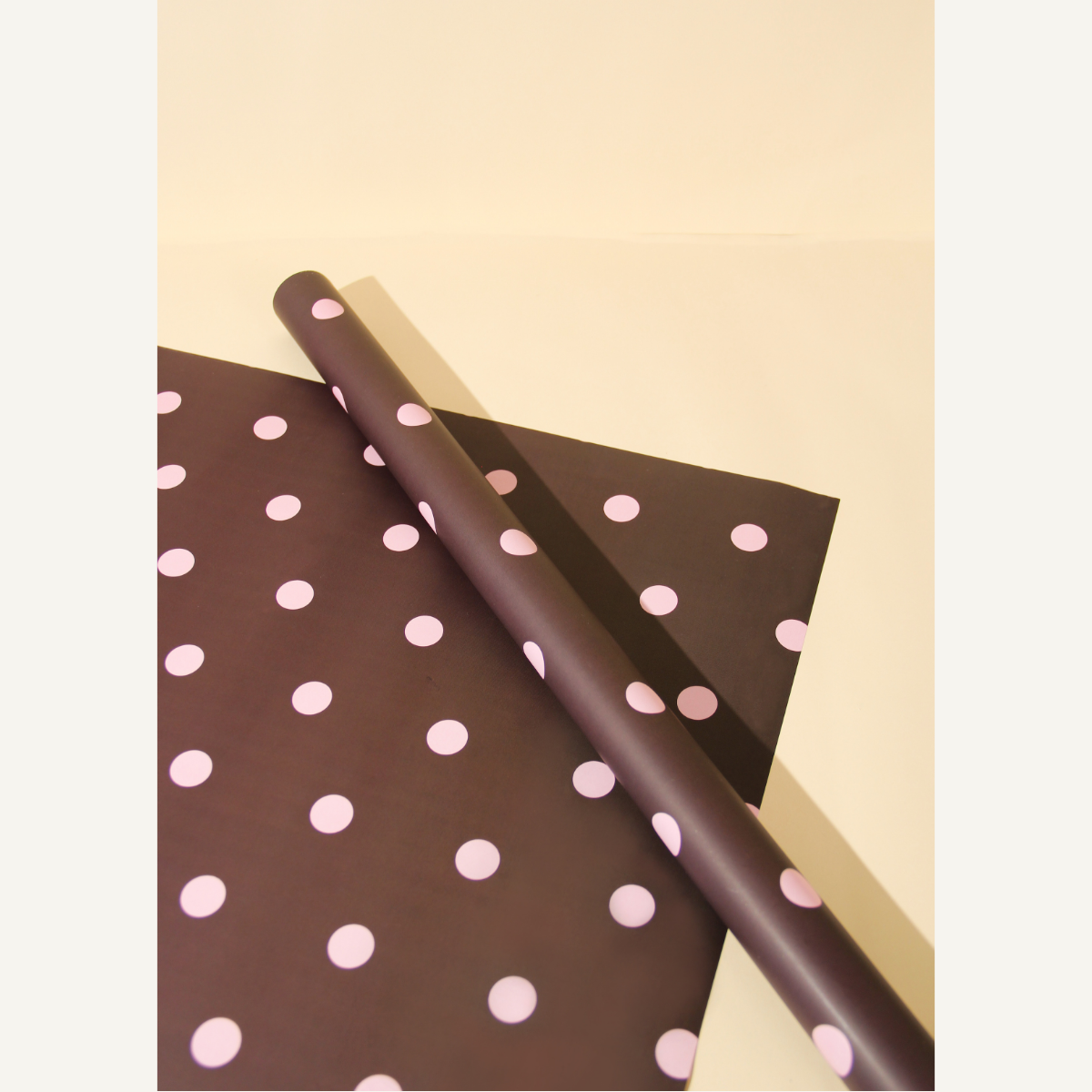 Brown & Pink Polka Gift Wrap