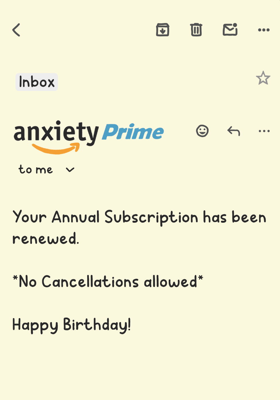 Anxiety Prime Birthday Card